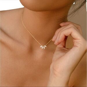 Marquise  Flower Petal Diamond Necklace,Bridesmaid Gift